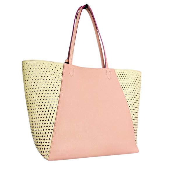 LOUIS VUITTON Calfskin Perforated Lockme Cabas Rose Poudre Bag Shoulder Tote - Picture 3 of 16